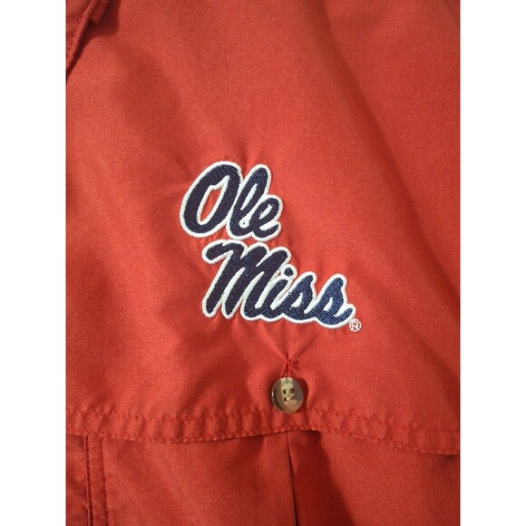 Ole Miss Shirt Men L Red Drake Waterfowl Fishing Vented Short Sleeve Football - Picture 4 of 11